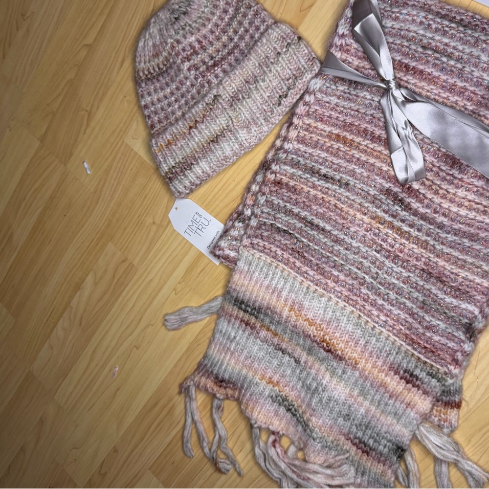 Time and Tru Multicolor Knit Scarf and Hat Set